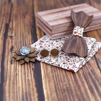 3d дървени папийонки за мъже Мъжка вратовръзка Дървена папийонка Ръчно изработена пеперуда Черна орехова дървена папийонка Gravata подарък Копче за ръкавели Кърпичка
