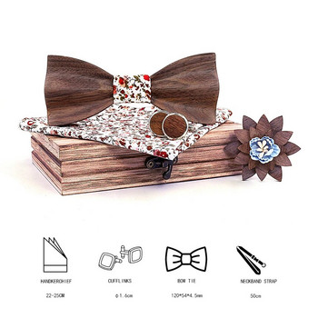 3d Ξύλινο παπιγιόν για ανδρική γραβάτα Ξύλινο παπιγιόν Χειροποίητο Πεταλούδα Μαύρο Ξύλινο Παπιγιόν Gravata δώρο μαντήλι μανικετόκουμπα