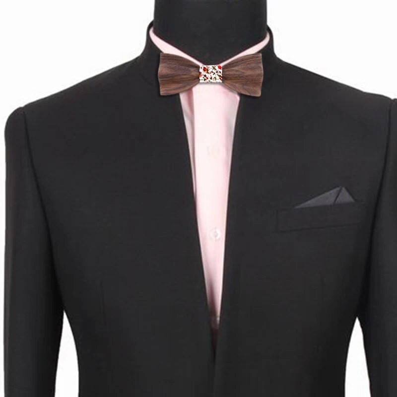 3D puidust kikilipsud meestele meeste lips Puidust kikilips Käsitsi valmistatud liblikas must pähklipuust kikilips Gravata kingitus mansetinööbiga taskurätik