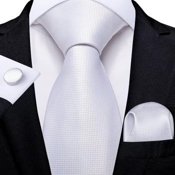 Νέες ανδρικές γραβάτες 2024 Λευκές φλοράλ Χάνκι μανικετόκουμπα Σετ Μεταξωτοί λαιμόκοκκοι για άντρες Επιχειρηματικό πάρτι ανδρική γραβάτα μόδα Μάρκα Hi-Tie