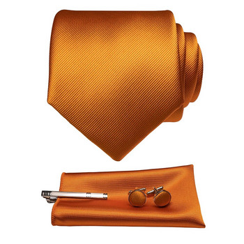 JEMYGINS Αυθεντική νέα, μασίφ μεταξωτή ανδρική επίσημη γραβάτα μονόχρωμη κόκκινη γραβάτα τσέπη τετράγωνο Hanky ​​μανικετόκουμπα για ανδρικό πάρτι γάμου
