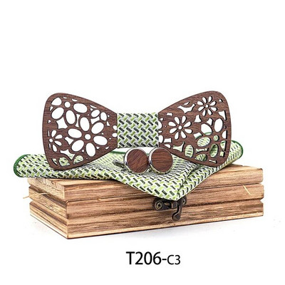 Nauja 4 dalys Medinis kaklaraištis Nosinaitė Rankogalių segtukai Madingi mediniai peteliškės vestuvių vakarienė Rankų darbo corbata Mediniai kaklaraiščiai Gravata rinkinys