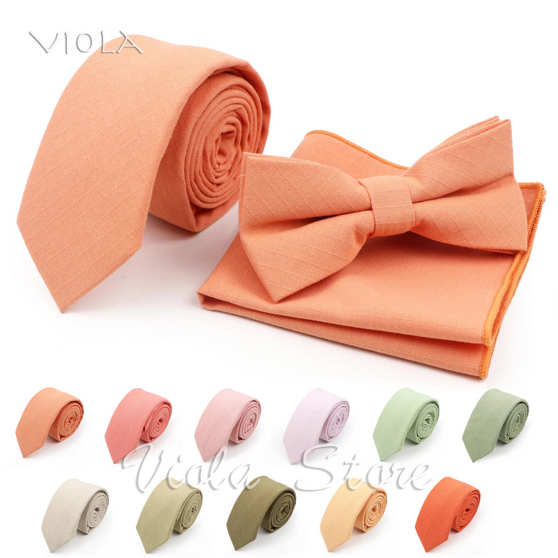 Kena värvi heleroheline roosa oranž soliidne 6 cm kaelaside kikilips taskuräti komplektid puuvillased meeste ülikonnad pulmapidu Cravat Accessory top