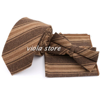 Modes rūtains svītrains kokvilnas 7 cm kaklasaites komplekts tauriņš, sarkans brūns, haki krāsas jauno vīriešu kāzu ballītes brīvā laika uzvalks Cravat dāvanu aksesuārs