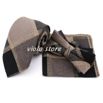 Modes rūtains svītrains kokvilnas 7 cm kaklasaites komplekts tauriņš, sarkans brūns, haki krāsas jauno vīriešu kāzu ballītes brīvā laika uzvalks Cravat dāvanu aksesuārs
