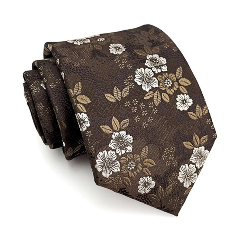 VEEKTIE Марка Maillard Style Color Vintage раирани 8CM вратовръзки за мъже Classic Check Floral Brown Black Retro Business Formal