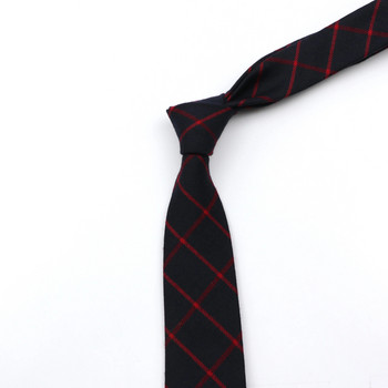 Класическа черна сива карирана памучна вратовръзка 6 см тънка модна тесна вратовръзка Мъжки смокинг Костюм Парти Бизнес Ежедневен аксесоар Крават Подарък