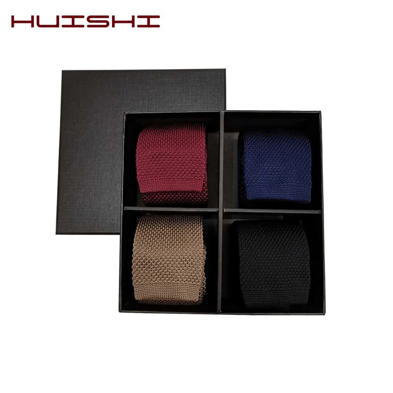 HUISHI Slim fashion Πλεκτές ανδρικές γραβάτες 5,5 εκ. μασίφ Μαύρο Λευκό Γκρι Μπλε Μπλε Μπορντό Πλεκτή γραβάτα