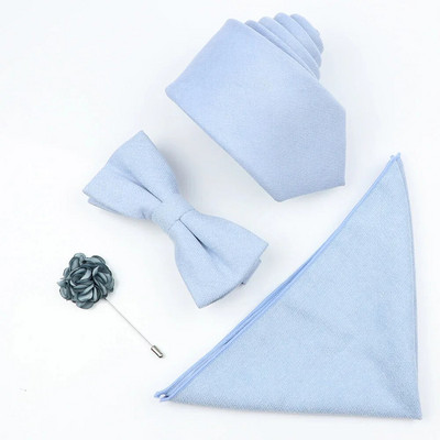 Jauns vienkrāsains kokvilnas vīriešu kaklasaites komplekts Super mīksts zamšādas kaklasaite tauriņš Vintage rozā zils pelēks līgavainim biznesa kāzu ballītei