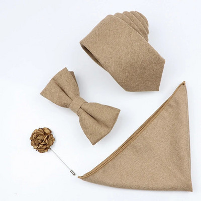 Jauns vienkrāsains kokvilnas vīriešu kaklasaites komplekts Super mīksts zamšādas kaklasaite tauriņš Vintage rozā zils pelēks līgavainim biznesa kāzu ballītei