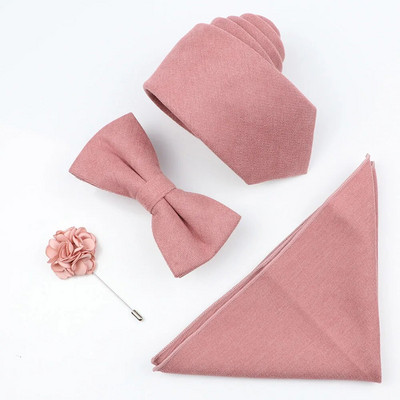 Jauns vienkrāsains kokvilnas vīriešu kaklasaites komplekts Super mīksts zamšādas kaklasaite tauriņš Vintage rozā zils pelēks līgavainim biznesa kāzu ballītei