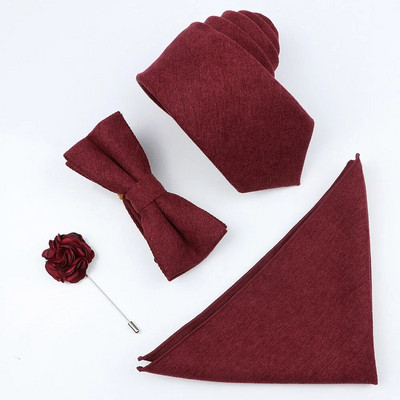 Jauns vienkrāsains kokvilnas vīriešu kaklasaites komplekts Super mīksts zamšādas kaklasaite tauriņš Vintage rozā zils pelēks līgavainim biznesa kāzu ballītei