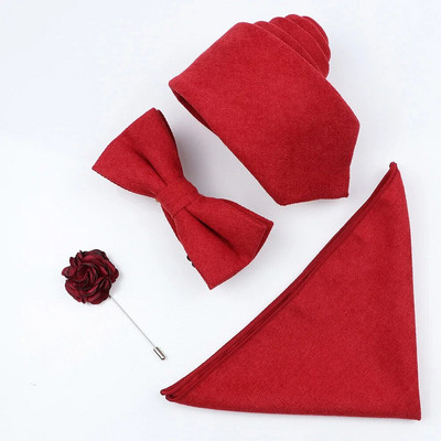 Jauns vienkrāsains kokvilnas vīriešu kaklasaites komplekts Super mīksts zamšādas kaklasaite tauriņš Vintage rozā zils pelēks līgavainim biznesa kāzu ballītei