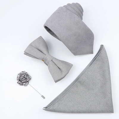 Jauns vienkrāsains kokvilnas vīriešu kaklasaites komplekts Super mīksts zamšādas kaklasaite tauriņš Vintage rozā zils pelēks līgavainim biznesa kāzu ballītei