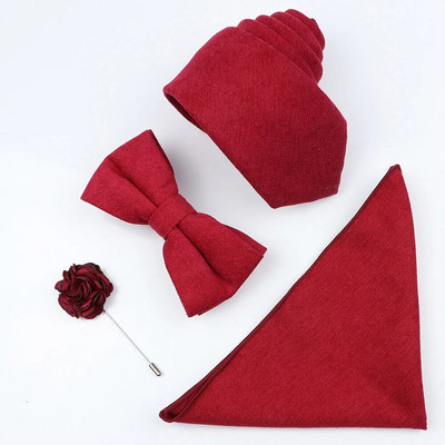 Jauns vienkrāsains kokvilnas vīriešu kaklasaites komplekts Super mīksts zamšādas kaklasaite tauriņš Vintage rozā zils pelēks līgavainim biznesa kāzu ballītei