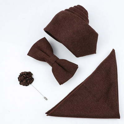 Jauns vienkrāsains kokvilnas vīriešu kaklasaites komplekts Super mīksts zamšādas kaklasaite tauriņš Vintage rozā zils pelēks līgavainim biznesa kāzu ballītei