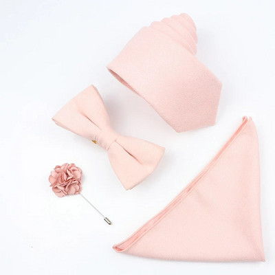 Jauns vienkrāsains kokvilnas vīriešu kaklasaites komplekts Super mīksts zamšādas kaklasaite tauriņš Vintage rozā zils pelēks līgavainim biznesa kāzu ballītei