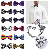 Papion pentru bărbați ajustabil, carouri, buline, smoking pre-legat, papion fluture, cravată formală, accesorii pentru petrecere de nuntă