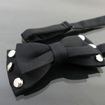 2021 Нова мъжка мода Пънк папийонка с нитове Хип поп черна мъжка специална метална вратовръзка за нокти Папийонка в рок стил