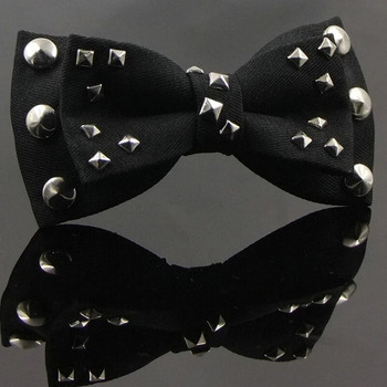 2021 Нова мъжка мода Пънк папийонка с нитове Хип поп черна мъжка специална метална вратовръзка за нокти Папийонка в рок стил