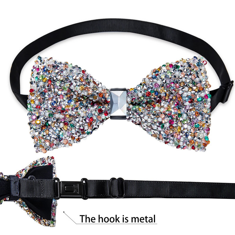 Modes dimanta tauriņš vīrietim ballītei Unikāls krāsains vīriešu iepriekš piesiets pērļu tauriņš Balts zaļš sarkans biznesa tauriņu mezgli dāvanas