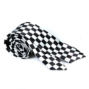 Πολυεστερικό νήμα Γραβάτα στον λαιμό γραβάτα με μαύρο λευκό καρό καρό δέσιμο για ανδρικούς αποσπώμενους γιακάδες Αφαιρούμενες γραβάτες ένδυση Acc