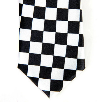Полиестерна прежда Вратовръзка Вратовръзка с черно-бели карирани вратовръзки за мъже Свалящи се яки Свалящи се връзки Облекло Acc
