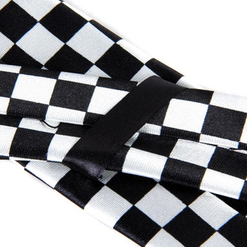 Πολυεστερικό νήμα Γραβάτα στον λαιμό γραβάτα με μαύρο λευκό καρό καρό δέσιμο για ανδρικούς αποσπώμενους γιακάδες Αφαιρούμενες γραβάτες ένδυση Acc