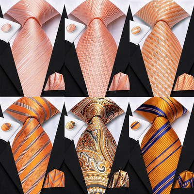 Dizajner Hi-Tie Orange Grey Paisley 2023 Nova modna marka kravate za muškarce Komplet kravata za vjenčanje Dugmad za manžete Poklon veleprodaja