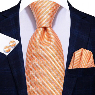 Hi-Tie Designer Orange Grey Paisley 2023 Jauna modes zīmola kaklasaite vīriešiem Kāzu ballīšu kaklasaites komplekts Handky aproču pogas dāvanu vairumtirdzniecība
