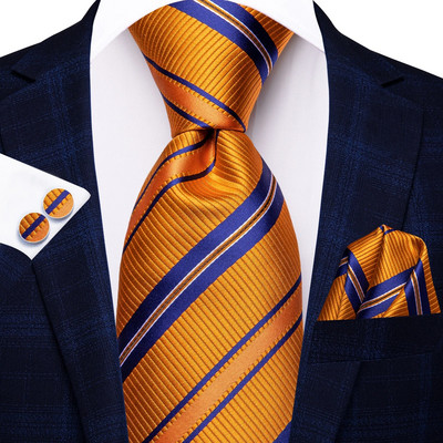 Hi-Tie Designer Orange Grey Paisley 2023 Jauna modes zīmola kaklasaite vīriešiem Kāzu ballīšu kaklasaites komplekts Handky aproču pogas dāvanu vairumtirdzniecība
