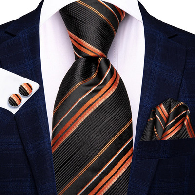 Hi-Tie Designer Orange Grey Paisley 2023 Jauna modes zīmola kaklasaite vīriešiem Kāzu ballīšu kaklasaites komplekts Handky aproču pogas dāvanu vairumtirdzniecība