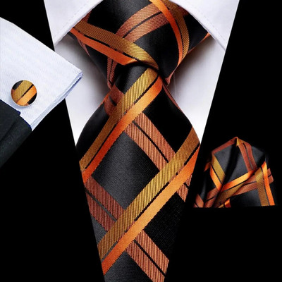 Hi-Tie Designer Orange Grey Paisley 2023 Jauna modes zīmola kaklasaite vīriešiem Kāzu ballīšu kaklasaites komplekts Handky aproču pogas dāvanu vairumtirdzniecība