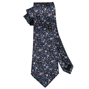 Дизайнерски копринени вратовръзки за мъже Розово Синьо Синьо Флорално Златно Пурпурно Зелено Черно Сребърен Комплект вратовръзки Сватбен подарък Gravata Barry·Wang 5036
