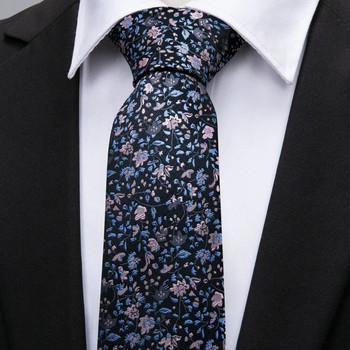 Дизайнерски копринени вратовръзки за мъже Розово Синьо Синьо Флорално Златно Пурпурно Зелено Черно Сребърен Комплект вратовръзки Сватбен подарък Gravata Barry·Wang 5036