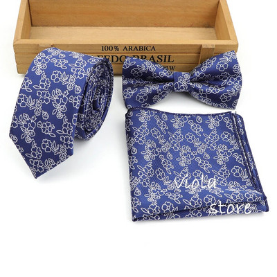 3 GAB kaklasaites komplekts ziedu bordo melns 6 cm kaklasaite tauriņš kabatlakats žakarda poliestera vīriešu uzvalks kāzu ballītei Cravat aksesuārs