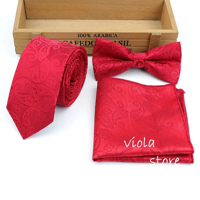 3 GAB kaklasaites komplekts ziedu bordo melns 6 cm kaklasaite tauriņš kabatlakats žakarda poliestera vīriešu uzvalks kāzu ballītei Cravat aksesuārs