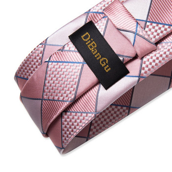 Ροζ καρό Paisley ριγέ μασίφ επαγγελματικές γραβάτες γάμου για άντρες Αξεσουάρ γαμπρού 8 εκ. Σετ γραβάτα Μαντήλι Μανικετόκουμπα Δώρο