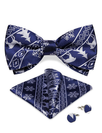 Crvena klasična božićna već zavezana leptir-mašna za zabavu na Božić, modna luksuzna leptir-mašna s džepnom četvrtastom garniturom za manžete, podesiva