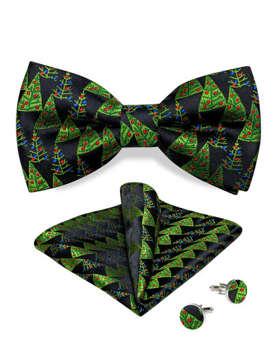 Crvena klasična božićna već zavezana leptir-mašna za zabavu na Božić, modna luksuzna leptir-mašna s džepnom četvrtastom garniturom za manžete, podesiva