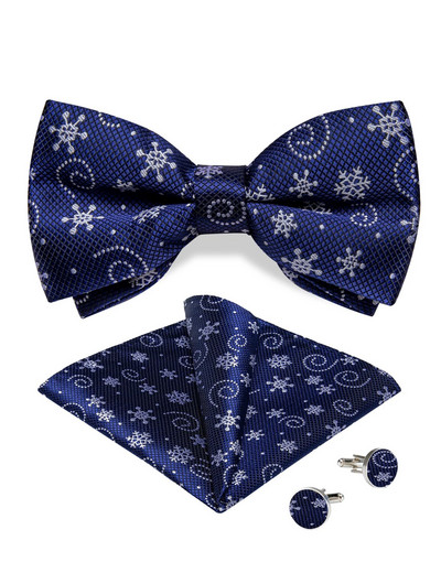 Crvena klasična božićna već zavezana leptir-mašna za zabavu na Božić, modna luksuzna leptir-mašna s džepnom četvrtastom garniturom za manžete, podesiva