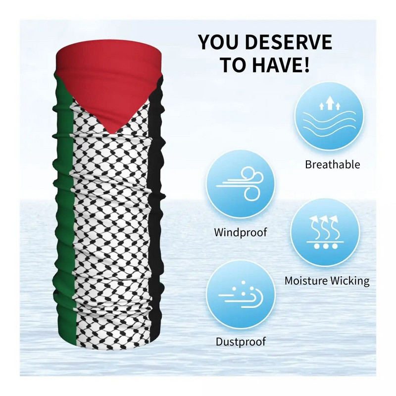 Palestine Flag Bandana Neck Gaiter Παλαιστινιακή Hatta Kufiya Keffiyeh Μαγικό μαντήλι κεφαλόδεσμο Ιππασία Unisex Ενήλικες αντιανεμικό