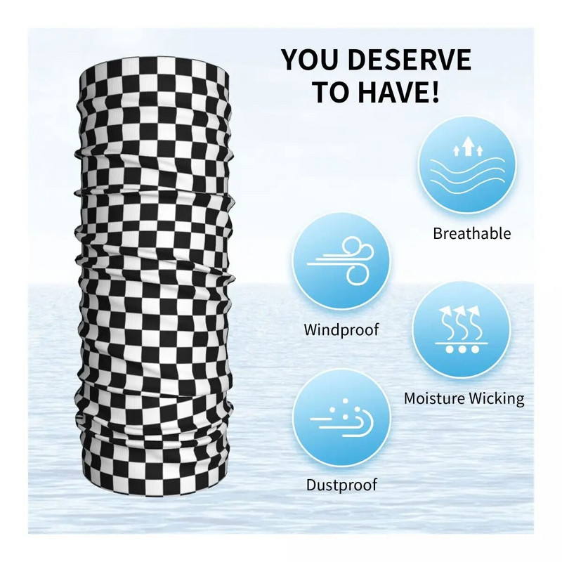 Ska Stripes Bandana kakla pārsegs šaha dēlis ģeometriski svītrains balaklavas maska šalle galvas saite riteņbraukšanai unisex pieaugušajiem elpojošs