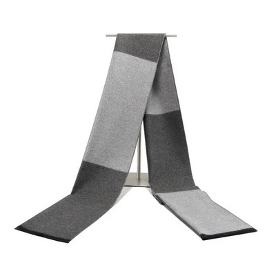 Augstas kvalitātes kašmira Solid Grey melna Navy vīriešu butika stila rūtainas svītrainas šalles savārstījuma krāsā 30x180cm vairumtirdzniecība mazumtirdzniecība