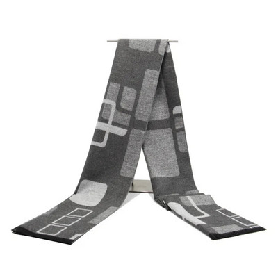 Augstas kvalitātes kašmira Solid Grey melna Navy vīriešu butika stila rūtainas svītrainas šalles savārstījuma krāsā 30x180cm vairumtirdzniecība mazumtirdzniecība