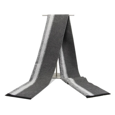 Augstas kvalitātes kašmira Solid Grey melna Navy vīriešu butika stila rūtainas svītrainas šalles savārstījuma krāsā 30x180cm vairumtirdzniecība mazumtirdzniecība