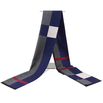 Augstas kvalitātes kašmira Solid Grey melna Navy vīriešu butika stila rūtainas svītrainas šalles savārstījuma krāsā 30x180cm vairumtirdzniecība mazumtirdzniecība