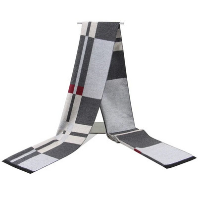 Augstas kvalitātes kašmira Solid Grey melna Navy vīriešu butika stila rūtainas svītrainas šalles savārstījuma krāsā 30x180cm vairumtirdzniecība mazumtirdzniecība