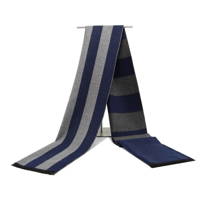 Augstas kvalitātes kašmira Solid Grey melna Navy vīriešu butika stila rūtainas svītrainas šalles savārstījuma krāsā 30x180cm vairumtirdzniecība mazumtirdzniecība