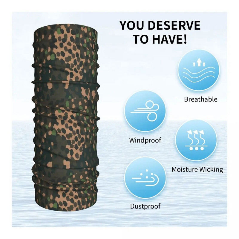 Zirņu punkts Camo Bandana kakla getras apdrukāta Multicam militārā maska Šalle Daudzfunkcionāls Balaclava Running vīriešiem Sievietes Pieaugušajiem Mazgājams